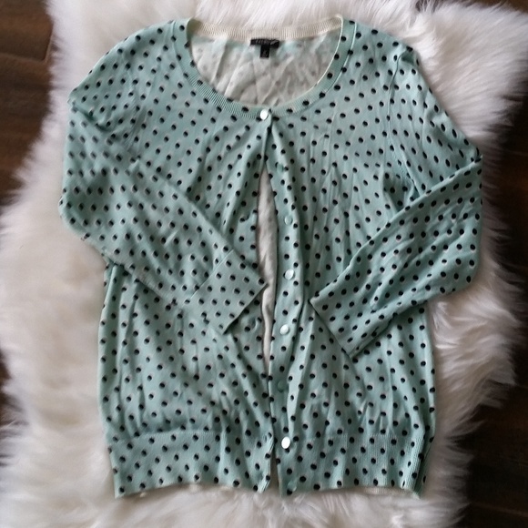 Talbots Sweaters - B2G1 Talbots Mint Green & Black Polka Dot Cardigan